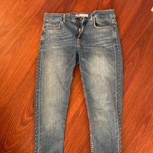 Zara Light Rinse Skinny Studded Jeans Size 6